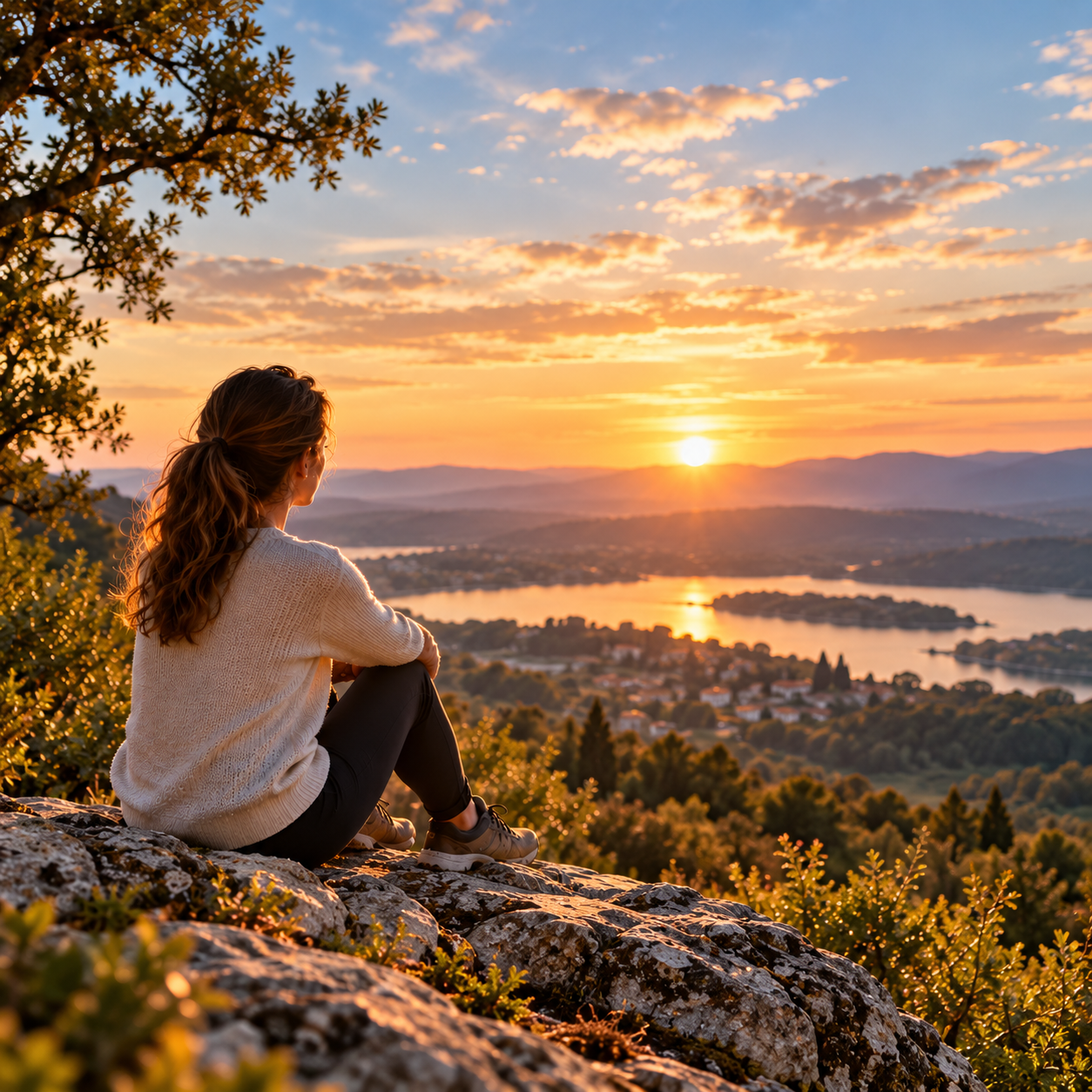 Coaching individuel : une personne face au coucher de soleil